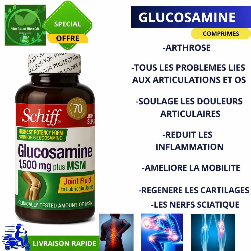 Schiff Glucosamine 1,500 mg + MSM – Soutien articulaire puissant