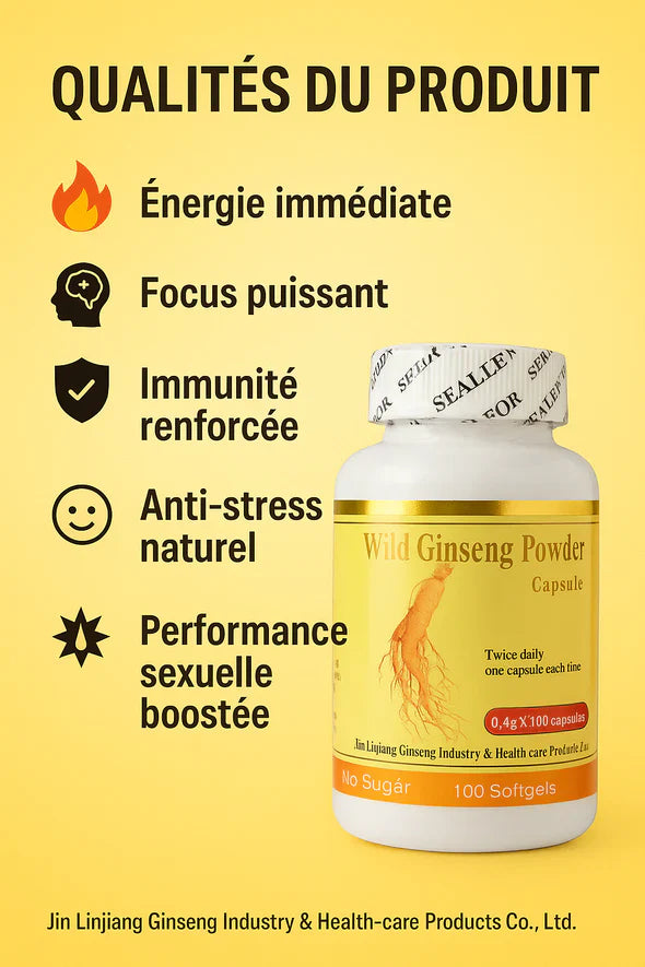 🌿 Wild Ginseng Powder Capsule – Énergie & Vitalité Naturelle