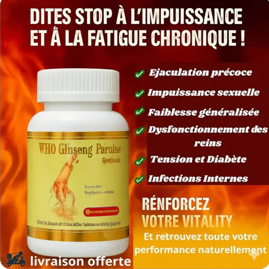 🌿 Wild Ginseng Powder Capsule – Énergie & Vitalité Naturelle